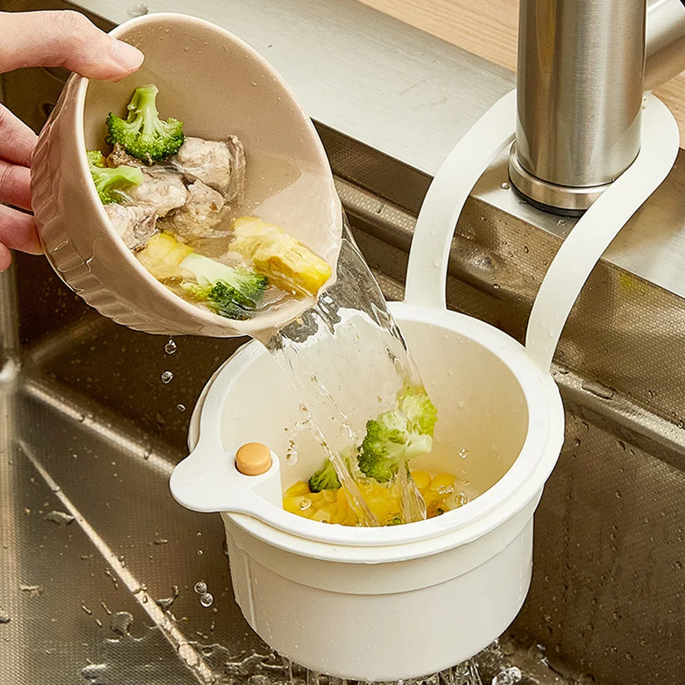 2IN1 Sink Drain Basket Faucet Hanging Filter Bag Adjustable Automatic Dumping Basket Sink Sponge Rack Kitchen Waste Collector