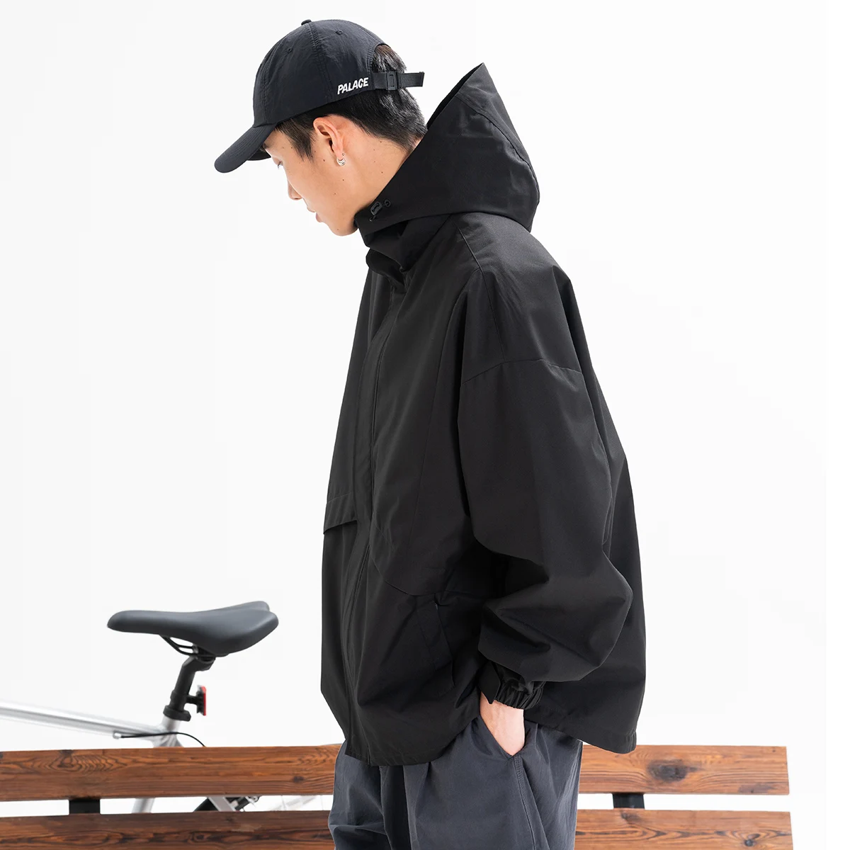 

Wassup Blueo Spring Autumn Men's Loose Outdoor Jaet Tee-Proof Casual Faion Polyester Fabric Hooded Zipper Closure