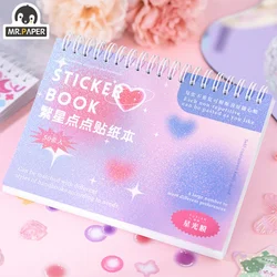 Mr. Paper,Cartoon Coil Stickers Book - 50 Sheets Cute Star Bubble Pattern DIY Scrapbook Decoration Manual Diary Gifts Decoration
