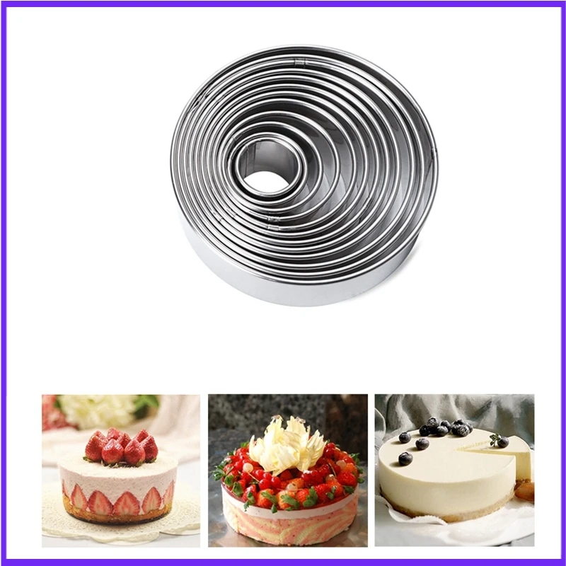 

set of 12 Stainless Steel Round Mousse ring Cutter Cutting Mould cake mould donut fondant sugar mould