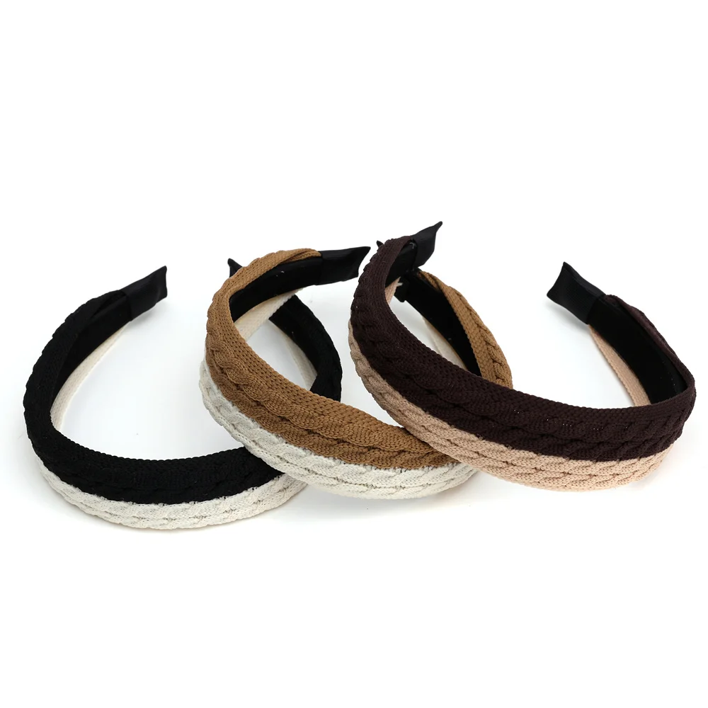 Fashion New Women braided knitted Hair Accessories multi color Hairband Knot pony large clips Girls HAIRCLIP