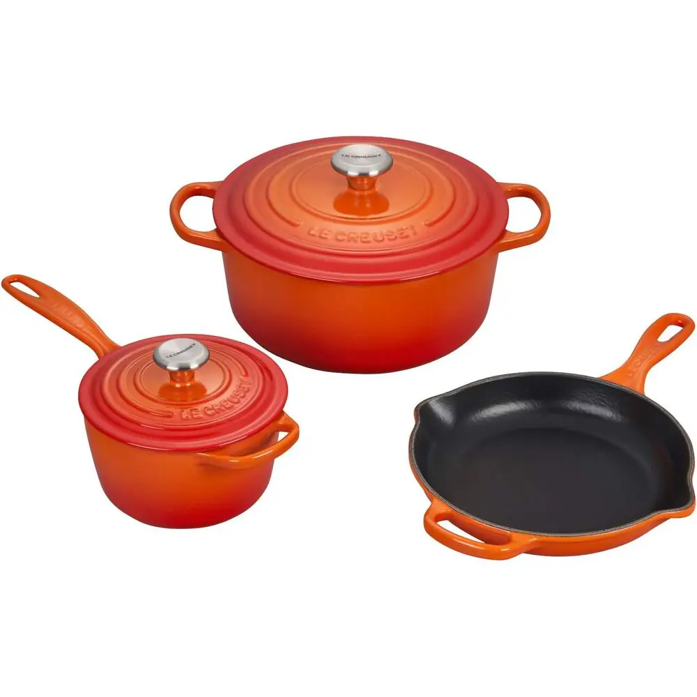 

5-Piece Enamel Cast Iron Cookware Set with Stainless Steel Handles