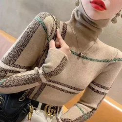 Women Clothing Casual All-match Sweater New Spring Turtleneck Knitwear Trendy Slim Long Sleeved Pullover Female Y2K Knitted Top