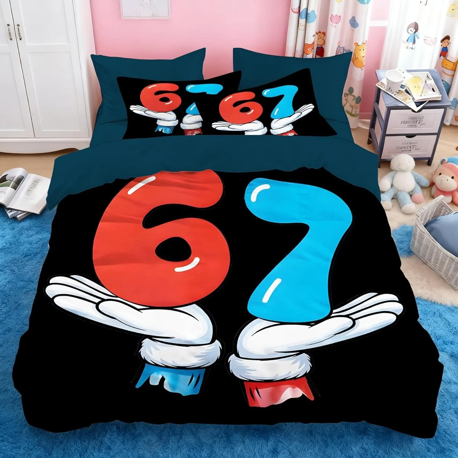 

3D Printed 67 Style Duvet Cover and Pillowcase Home Bedding Set 2/3pcs Single/Double Bedroom Decoration Gift for Boys and Girls