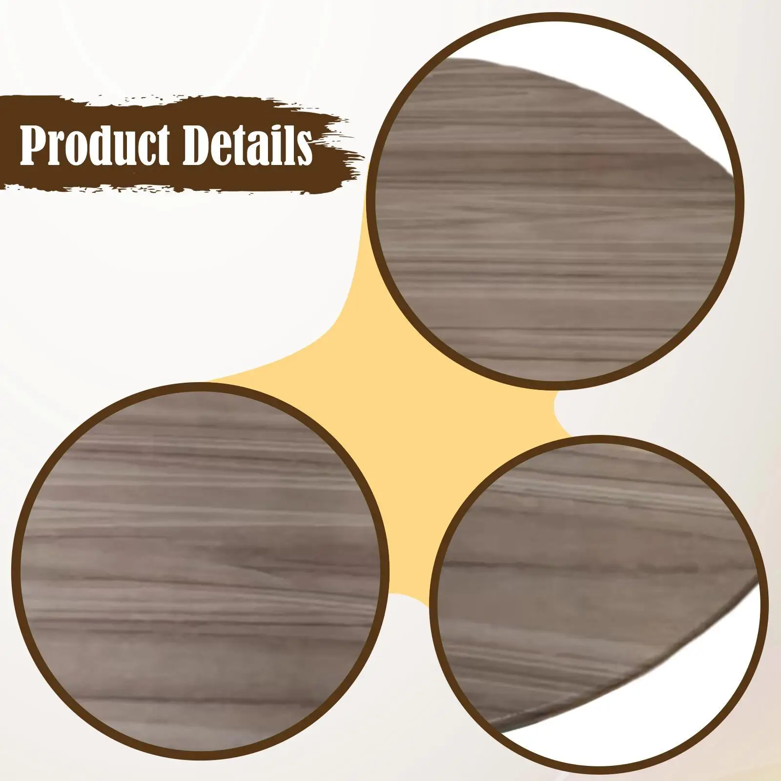 Round Waterproof Tablecloth with Elastic Band Wood Grain Pattern Table Protection Mat for Camping Hotel Dining Room 120cm