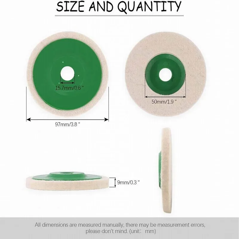 10PCS 100mm Industrial Wool Felt Wheel, 4