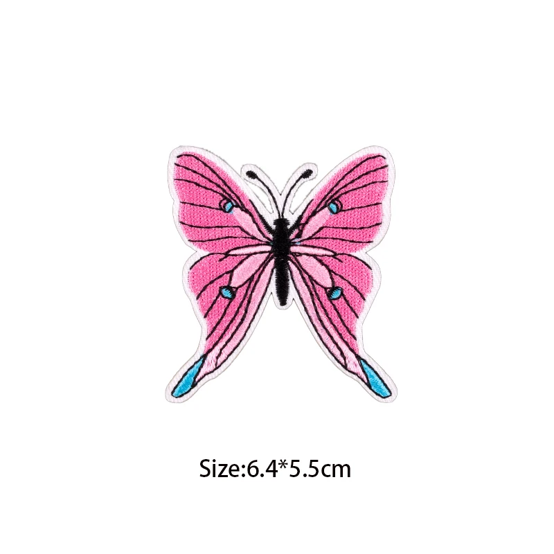 Cartoon Pink Butterfly Patches Embroidery Badges For Clothing DIY Sewing Clothes Stickers Accessory for Wedding Dress Patches