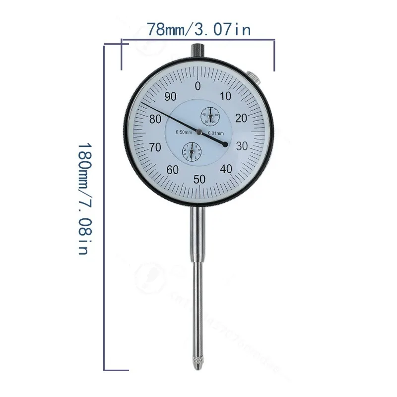 0-50MM Mechanical Dial Indicator 0.01mm High Precision Industrial Pointer Dial Gauge For Industrial Measuring Maintenance Parts