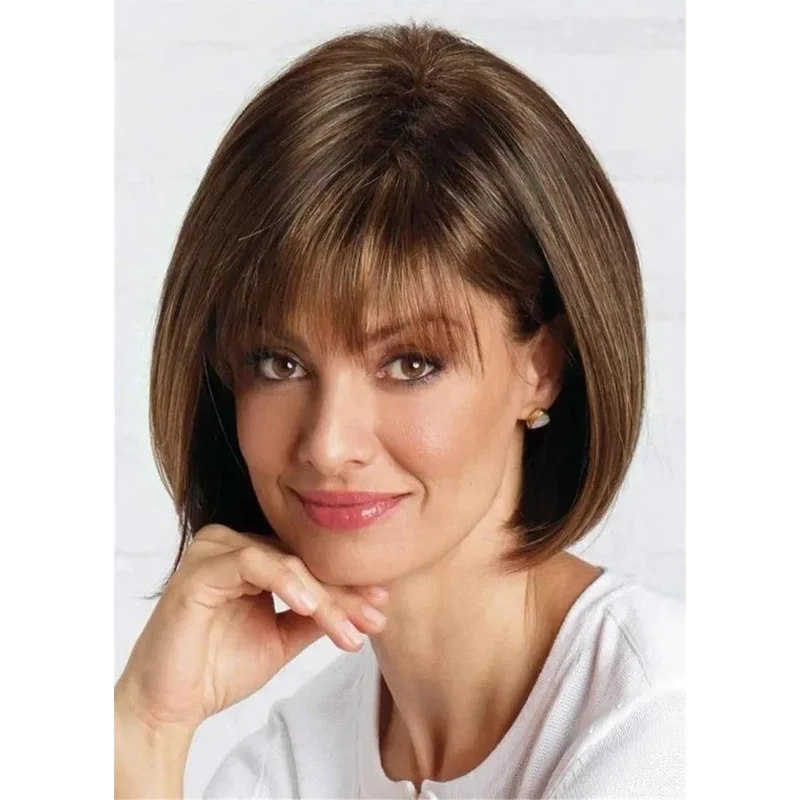 Hair New Fashion Women's Short Dark Brown Straight Bob Wigs 10 Inch