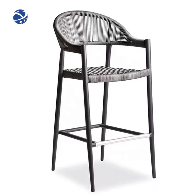 

YyhcNordic Modern Outdoor High Chair Bar Backrest Casual High Stool Cafe Rattan Bar Stool