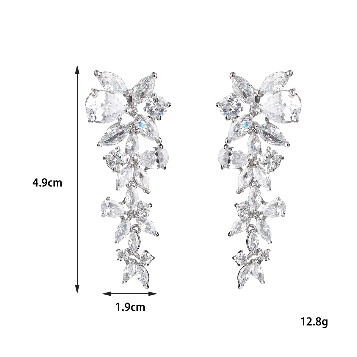 Brincos De Noiva De Zircônia Cúbica, Adequado Para Bolas De Casamento E Festas, Moda De Luxo