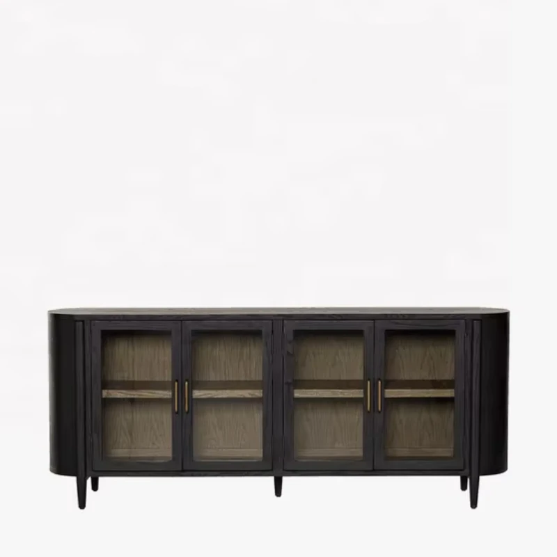 

Modern living room furniture American oak glass 4 door sideboard