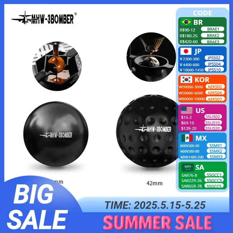 

MHW-3BOMBER 2Pcs Espresso Frozen Ball or Pour-over Chilling Ball Stainless Steel Chiller Ball/Ice Sphere Coffee Cooling Tools