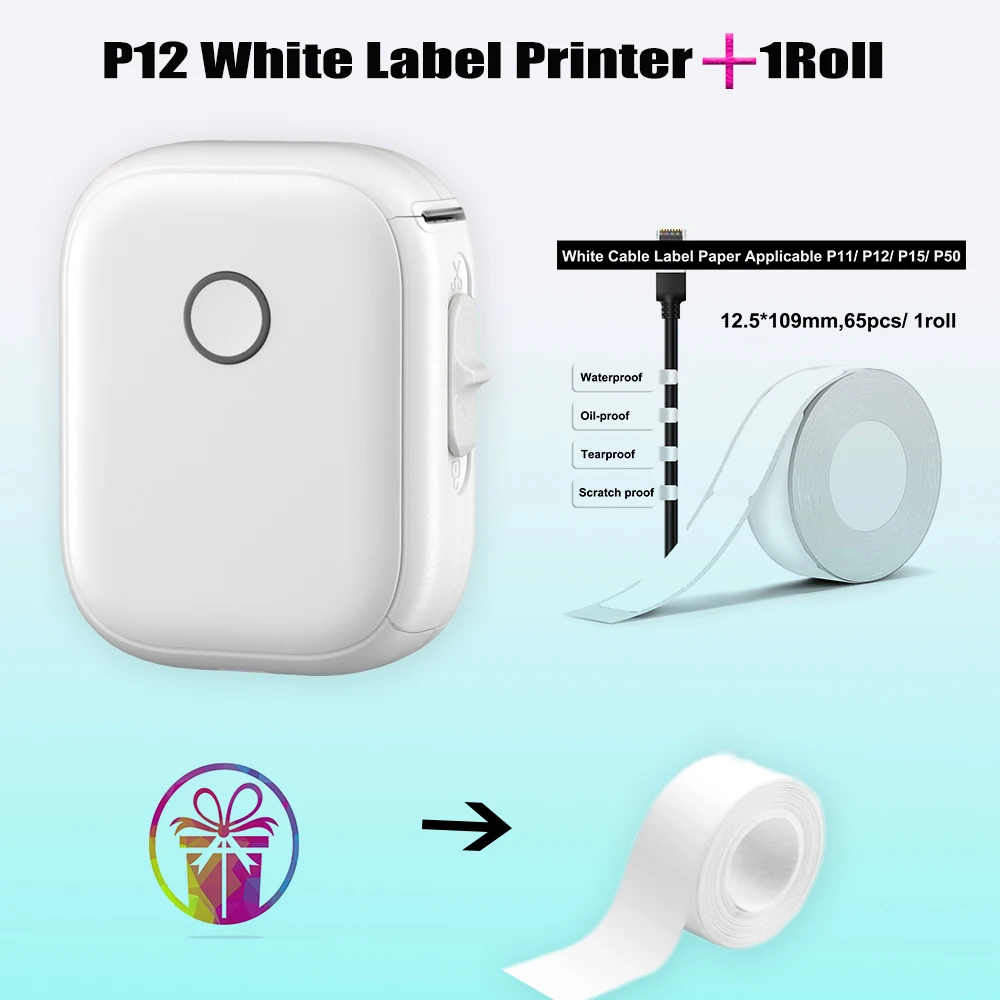 Minuscule P12 Wireless Label Printer Your Pocket-Sized Solution for Professional-Grade Labeling Offers Free Editing Clear Prints