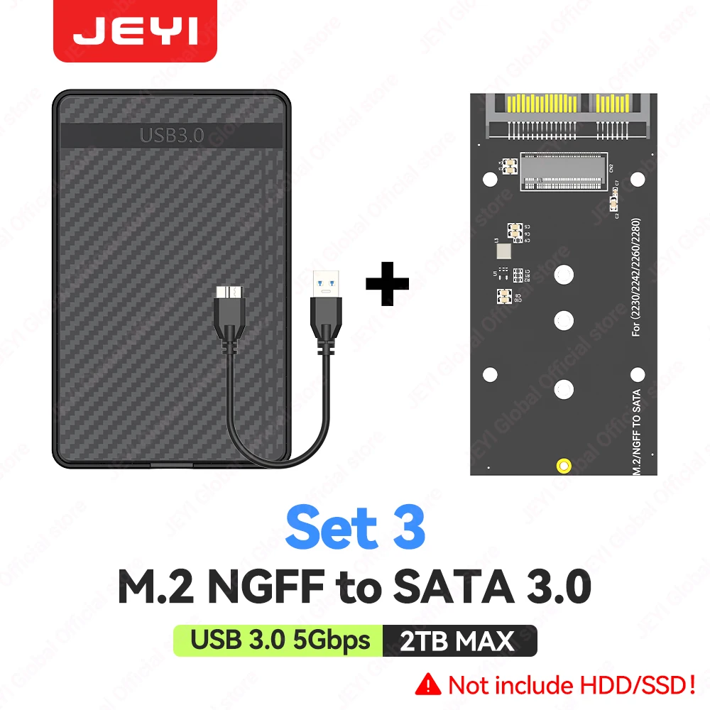 JEYI M.2 NGFF naar SATA 3.0 Adapter Magnetische kaart - 6Gbps High Speed Transfer voor 2230/42/60/80 SSD's Ondersteuning tot 2TB capaciteit