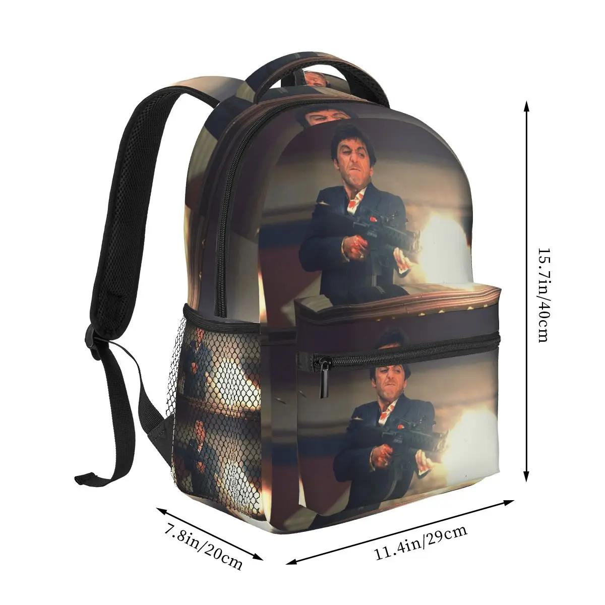 Scarface Tony Montana Shooting Backpacks Boys Girls Bookbag Students School Bags Cartoon Rucksack Shoulder Bag Large Capacity