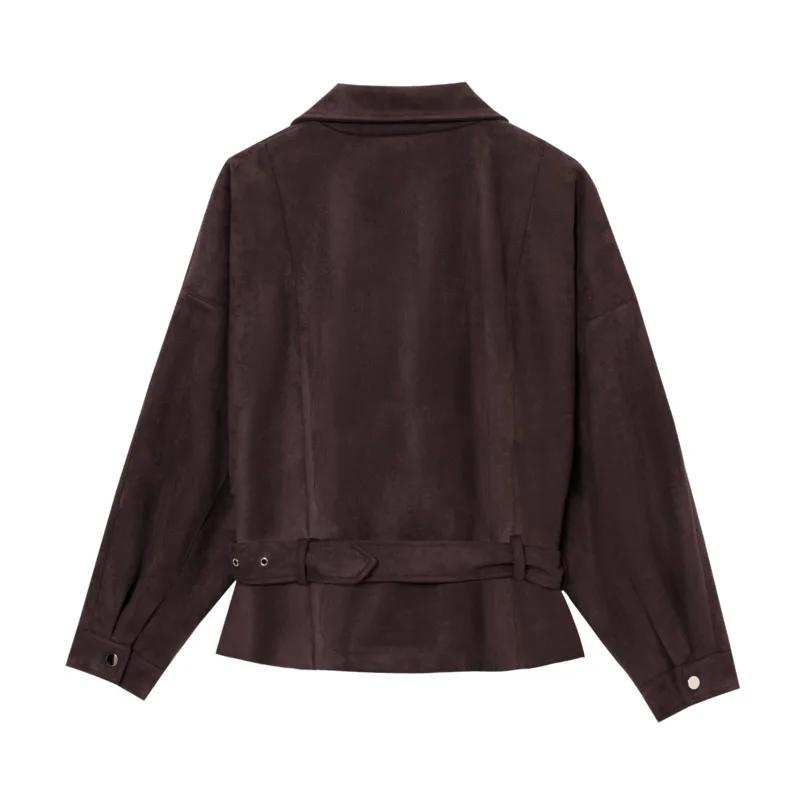 HKSH Frühling Herbst Neue Frauen Jacke drehen-unten Kragen Zipper Tasche Schärpen Taille Cinching Persönlichkeit Streetwear Ins Mantel HK11354