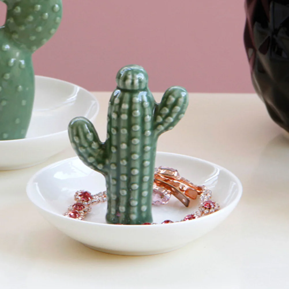 

Ceramic Cactus Jewelry Tray Unique Smooth Ring Earring Holder Tray Organizer Jewelry Perfume Cosmetics Display