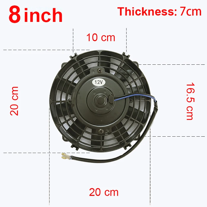 8 9 10 12 14 inch universele slanke ventilator push-pull elektrische radiateurventilator luchtzuigtype koel- en montageset 12V 80W 2100 RPM
