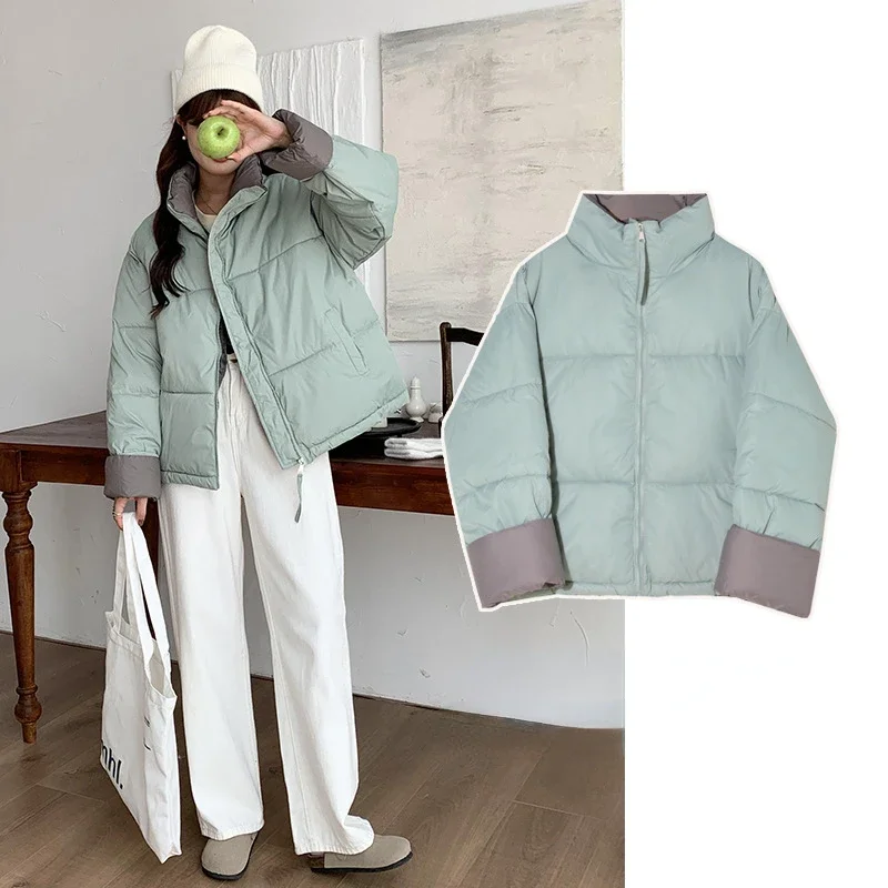 

Patchwork Puffer Jacket Women Parkas Winter Quilted Jacket Oversized Coat Streetwear Warm Korean Chic Outerwear Crop Tops New