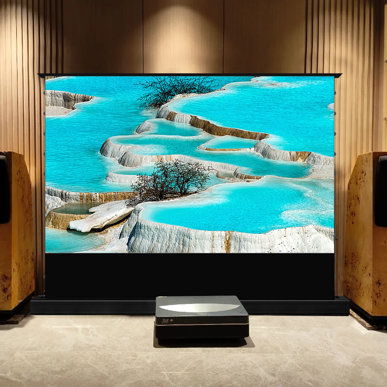 120インチ フレネル ALR 電動フロアスクリーン
