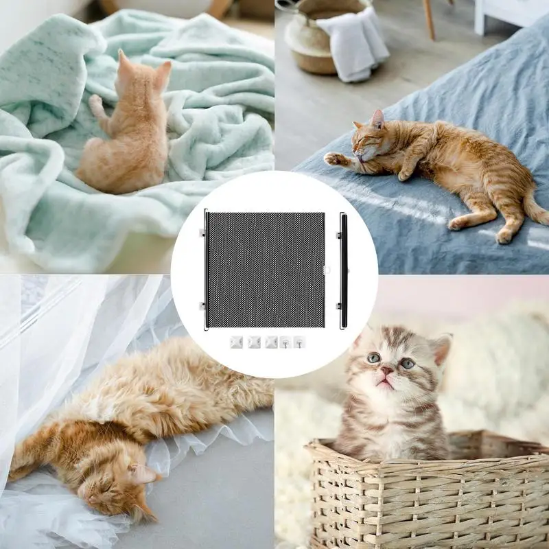 Dog Gate Retractable Pet Safety Gate Wide Pet Isolation Gate Indoor Mesh Fence  Extendable Cat and Dog Security Gate