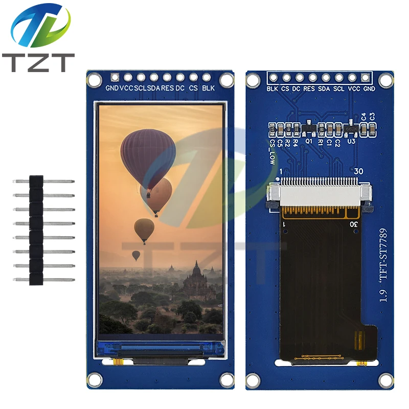 Nowy 1.9 Cal IPS pełny kąt wyświetlacz TFT ekran LCD kolorowy wyświetlacz moduł SPI Port szeregowy wysokiej rozdzielczości 170x320 ST7789