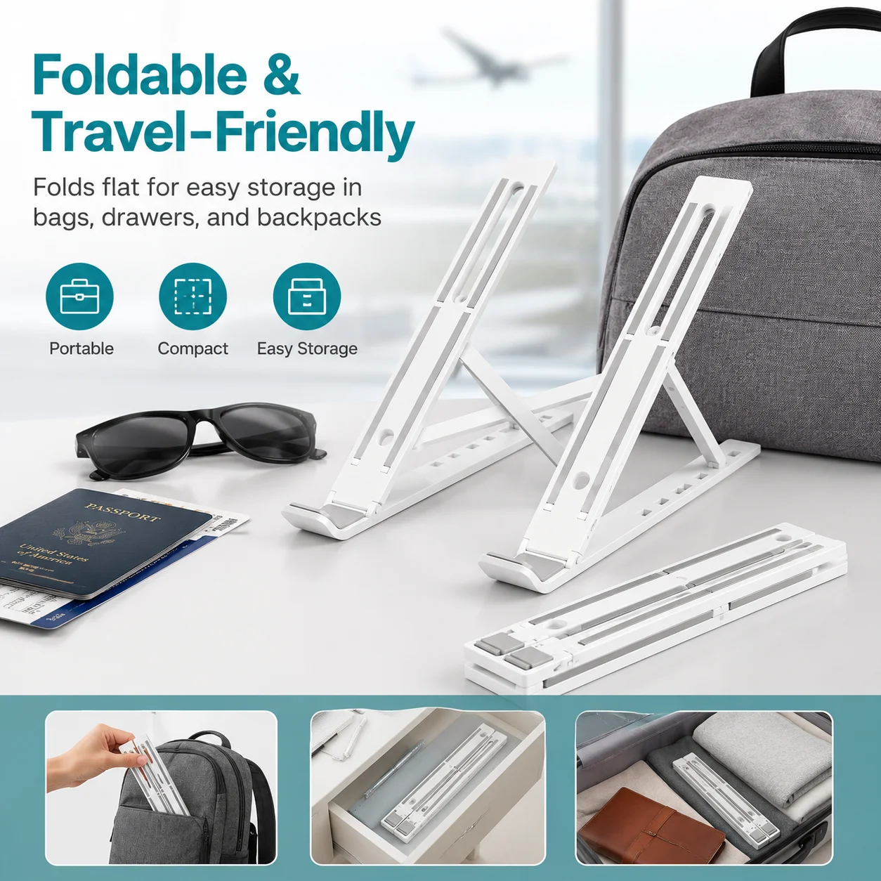 Portable Foldable Laptop Stand - Desk Setup Riser 评论和价格
