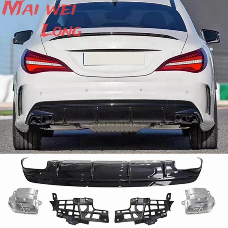 

Gloss Black Rear Bumper Diffuser Lip for Mercedes Benz C117 W117 CLA200 CLA260 CLA45 AMG 2016-2019 Rear Diffuser
