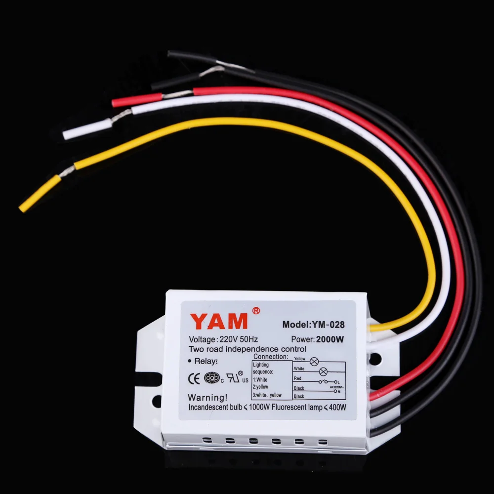 

220В 2-позиционный цифровой секционный выключатель, многофункциональный независимый переключатель управления секциями для ламп накаливания