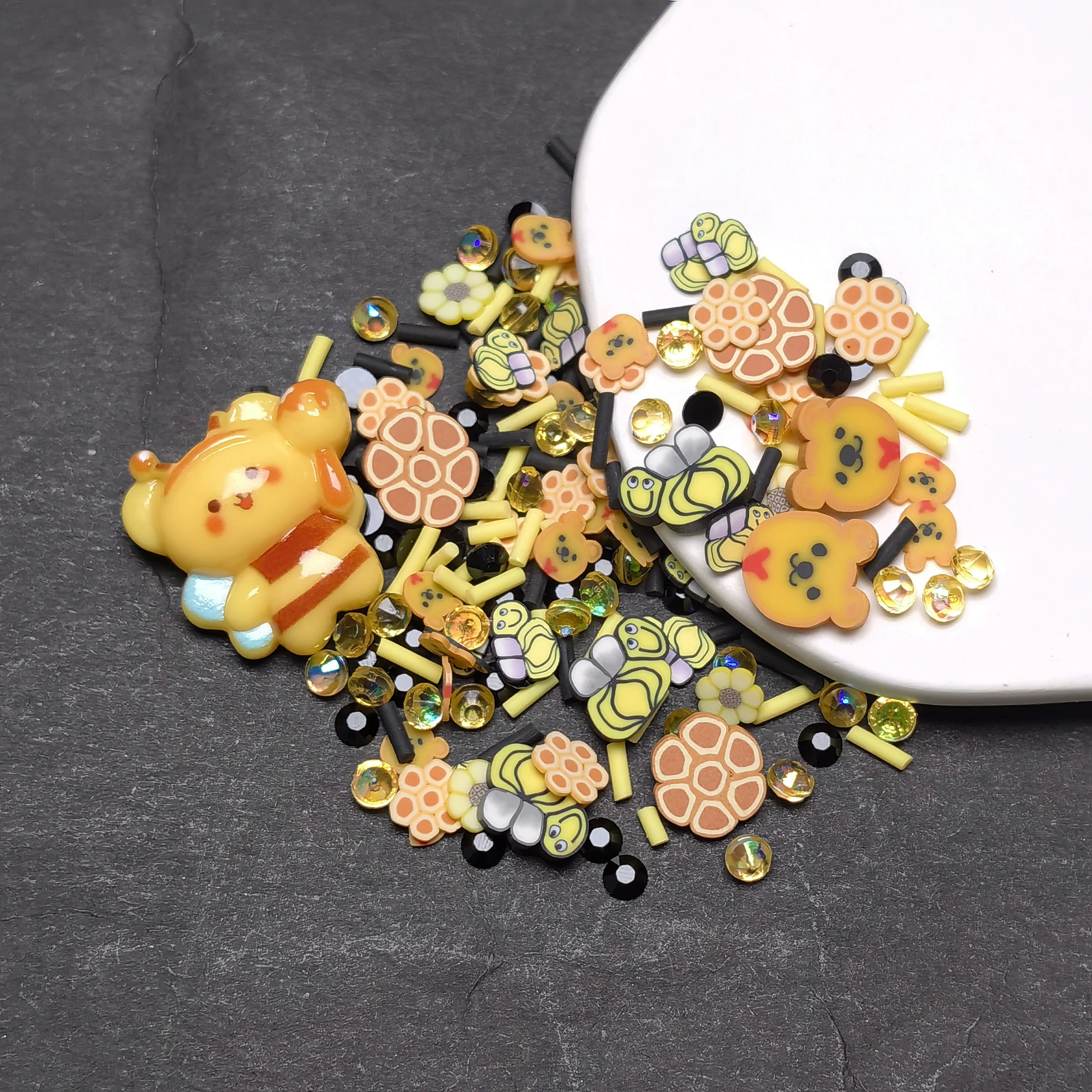 Mixed Polymer Clay Bear Honeycomb Bee Slices Sprinkles for Crafts Making DIY Slime Filling Accessories Shaker Cards Deco