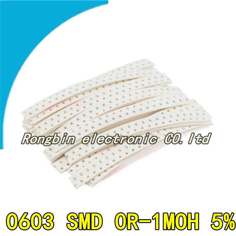 

100PCS NEW 0603 SMD 1/4W 0R ~ 10M patch resistance 5% 010R 100R 220R 330R 470R 1K 4.7K 10K 47K 100K 010100330470 Oh