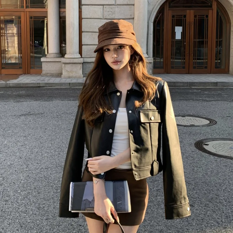 Bla Motorrad Sle ort Leder Jaet Damen-Oberbekleidung 2025, Herbst-Winter, Neuankömmling, vielseitiger Damenmantel