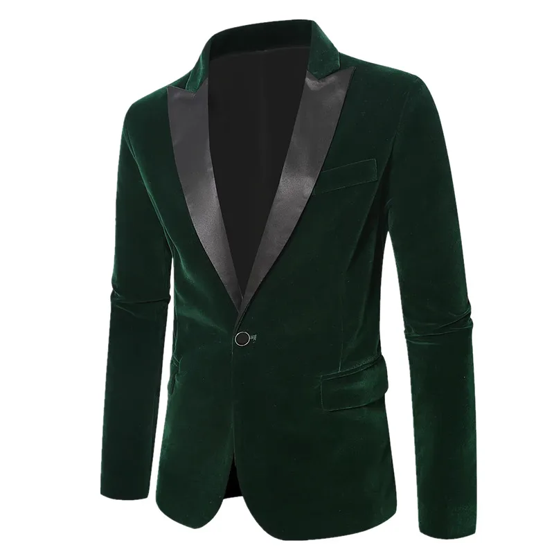 جديد رجال الأعمال الرسمي لون نقي المخملية البدلة زر واحد سترة العريس المغني الزفاف والرقص والحفلات واللباس الحلل