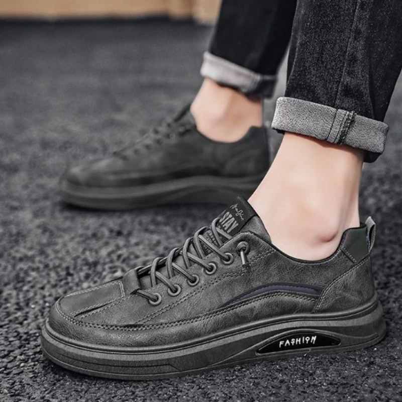 

Мужская повседневная обувь без шнуровки с круглым носком, увеличивающая рост, низкая цена по акции, обычная классическая оригинальная летняя мужская кожаная обувь