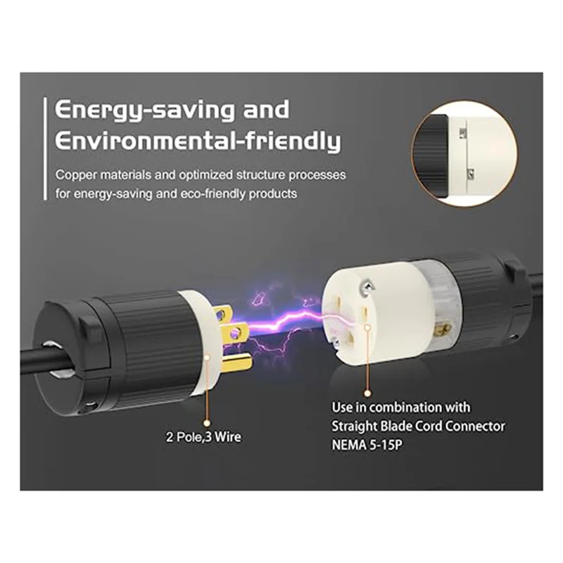 【Best Selling】2-Piece NEMA 5-15R Cord Connector Receptacles Outlet 15 Amp 125 Volt 2 Pole 3 Wire