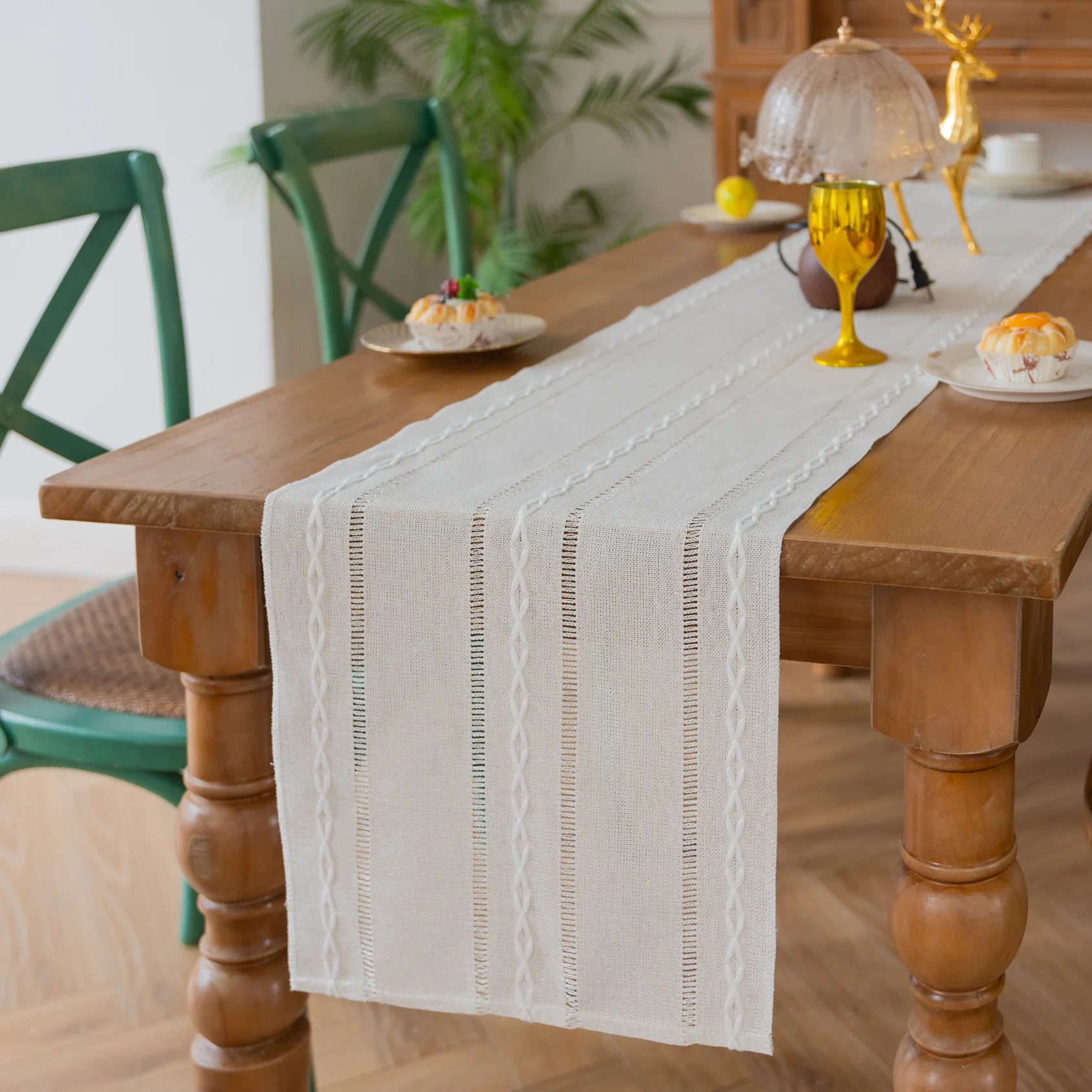 

Хлопковая льняная дорожка для стола, сезонная деревенская вышивка, полый кухонный обеденный стол, декор для праздника, свадьбы, домашнего декора для вечеринки