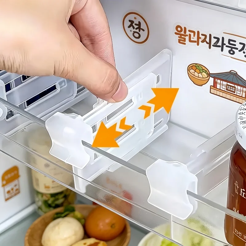 1/4pcs Refrigerator Divider Plastic Snap-in Space Divider Transparent Expandable Divider Home Office Cleaning Supplies