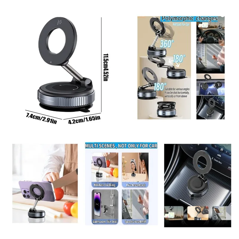 

360 ° Вращающаяся автомобильная приборная панель, сильный магнитный держатель для телефона, складная кухонная подставка для телефона, совместимая со смартфонами IPhone