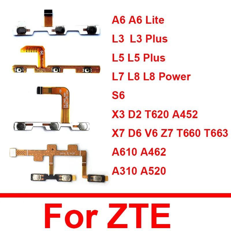 Power Volume Flex Cable For ZTE Blade L3 L5 Plus L7 L8 S6 X3 D2 T620 A452 X7 D6 V6 Z7 T660 T663 A6 Lite A610 A520 A462 A310