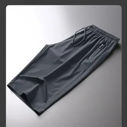Men's High Waist Summer Solid Elastic Zipper Pockets Casual Sports Loose Trousers Fashion Office Lady England Style Shorts