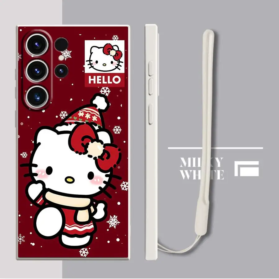 Custodia morbida per telefono per Samsung Galaxy S23 S24 FE Nota 20 10 Ultra S22 Ultra S25 Edge S21 Plus S20 Rosso Sanrio Hello Kitty