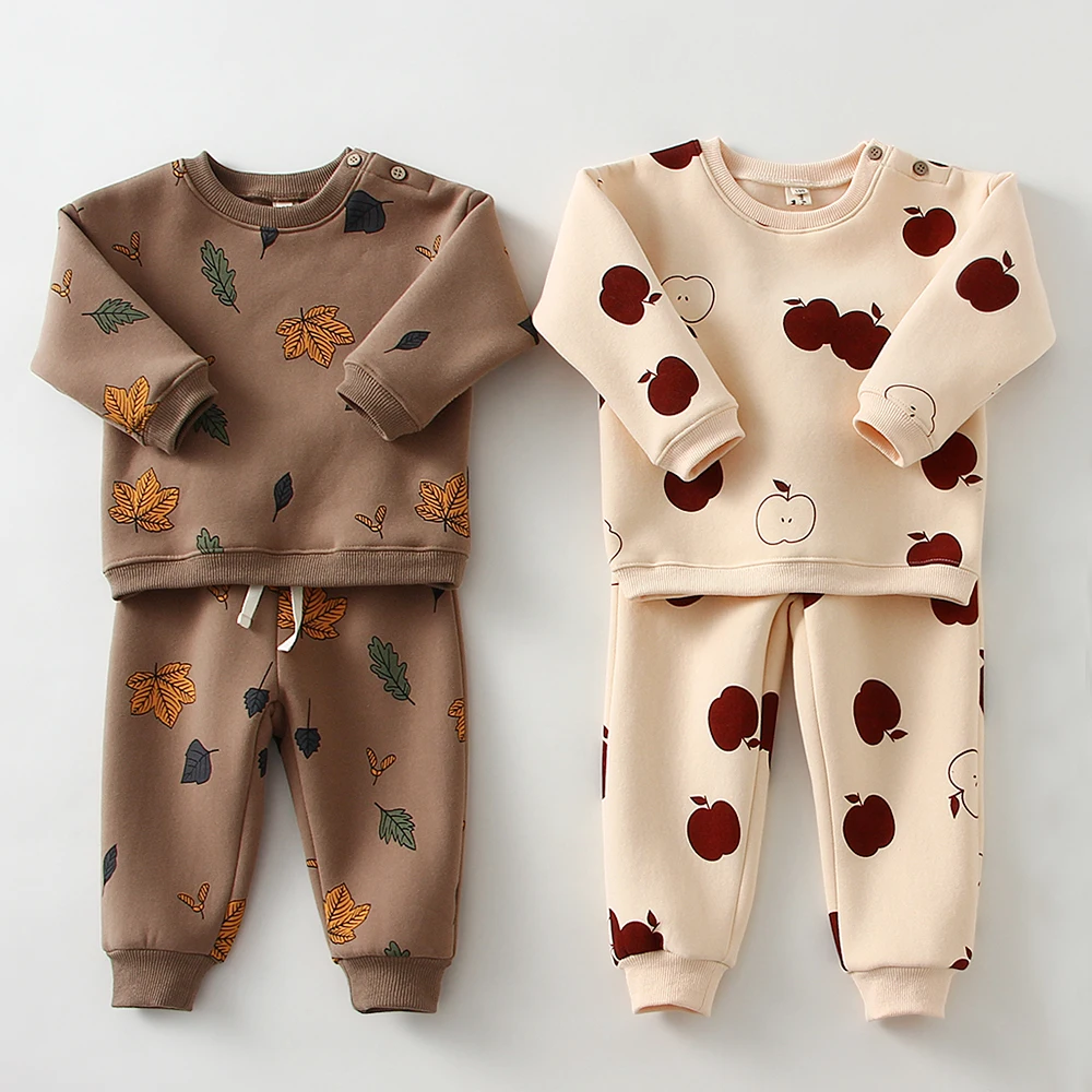 Toddler Baby Clothes Set Winter Autumn Fleece Suits Baby Sweater Tops + Pants 2pcs Toddler Kids Clothes