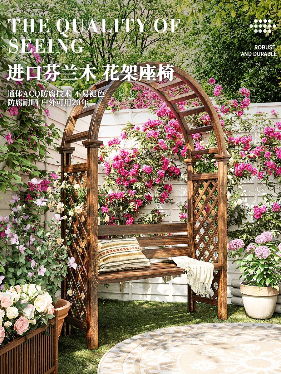 Country Pressure Treated Wood Wooden Garden Arch No Maintenance Required Rust Proof Hardware Patio Decor Arched Design