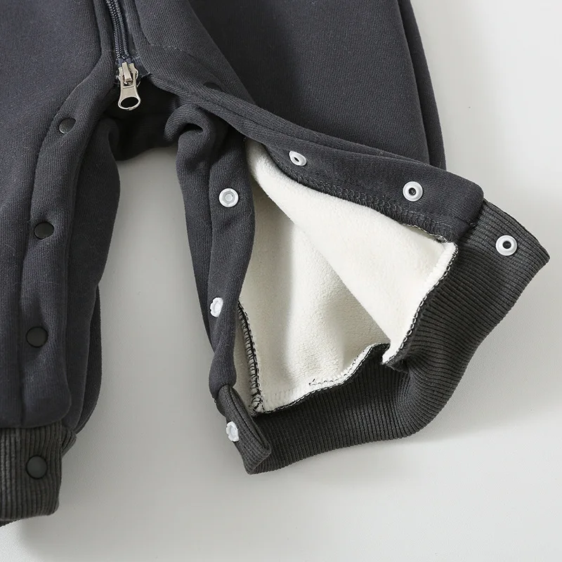 ملابس أطفال الرضع رومبير شتوي مبطن بالصوف مع سحاب سميك دافئ نمط المال القديم ملابس للفتيات حديثي الولادة Boys66-100