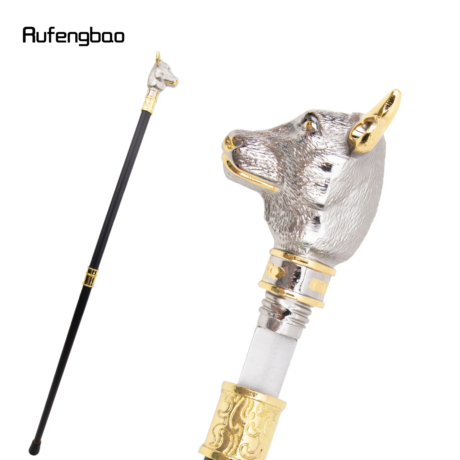 Golden White Bull Cattle Gentleman Bullfight Walking Stick with Hidden Plate Self Defense Cane Cosplay Crosier Stick 93cm