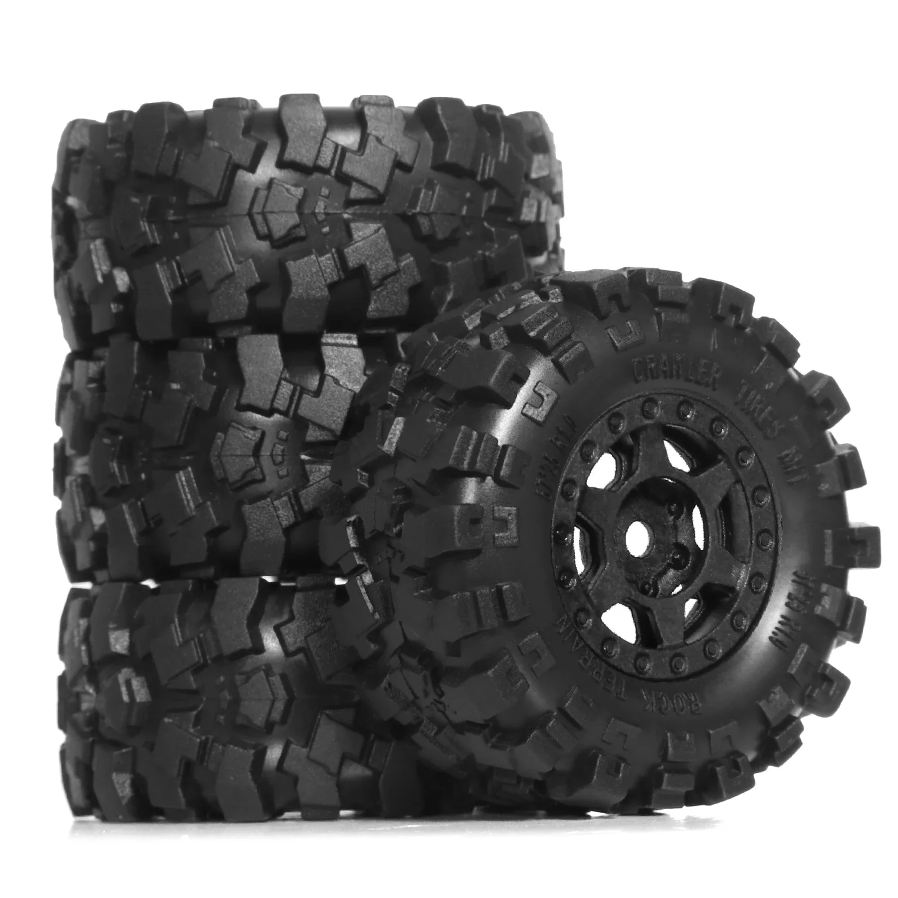 

Комплект из 4 шин Mud Tires 1.0 Beadlock с глубоким ободом и отрицательным вылетом для радиоуправляемых краулеров 1/18 1/24 Axial SCX24