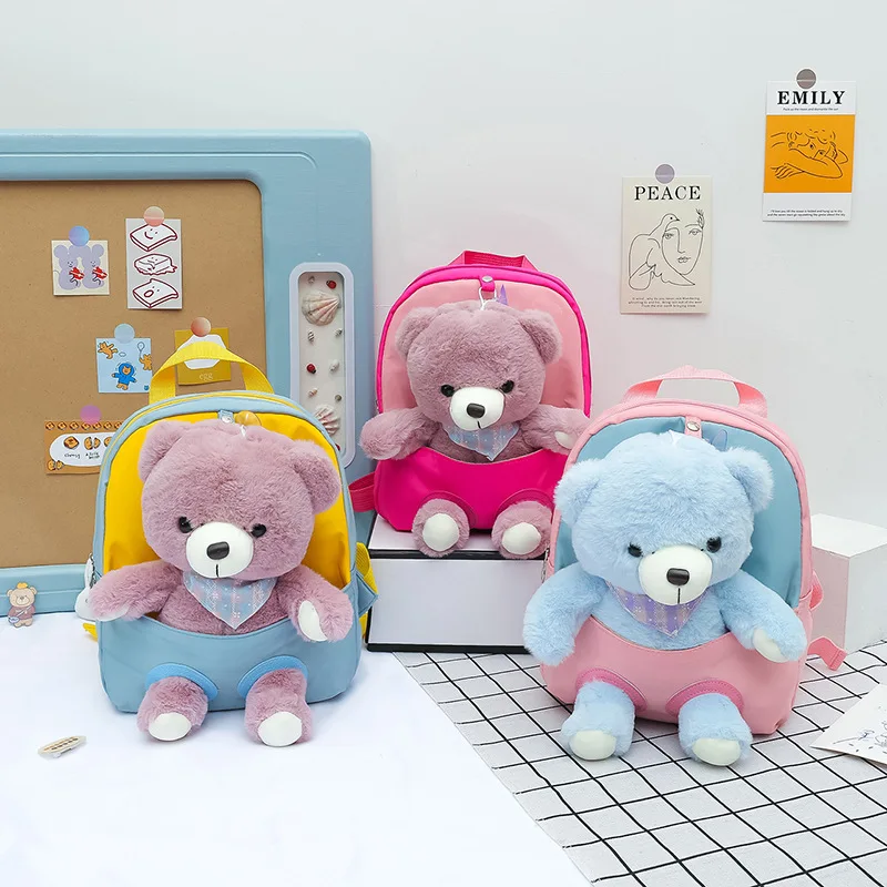 Kindergarten Baby Backpack Cartoon Bear Cute SchoolBags for Girls Boys Kids Gifts Fashion Zipper Shoulder Bag Lightweight 가방