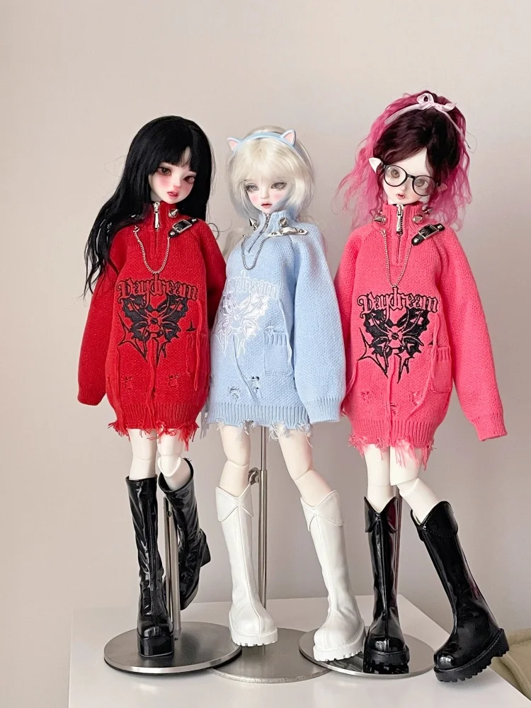 New Arrival BJD Doll Clothes for 1/4 Doll White Black Red Blue Pink Sweater Doll Clothing Accessories (Only Sweater No Dolls)
