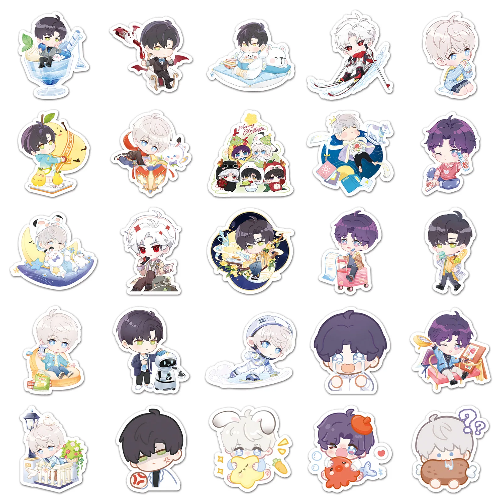 

50PCS Love and Deespace Xavier Zayne Q version Cute Stickers Love Game Fun Doodle Decorative Pencil Case Guitar DIY Stickers